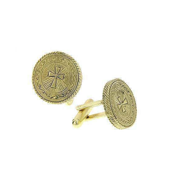 Symbols Of Faith Vintage Style Round Cross Cufflinks