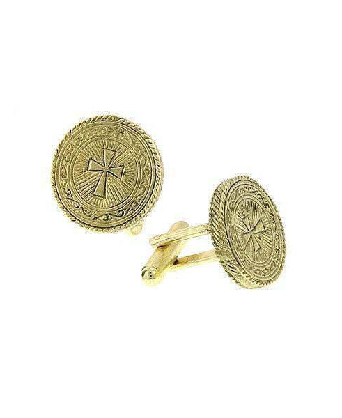 Symbols Of Faith Vintage Style Round Cross Cufflinks