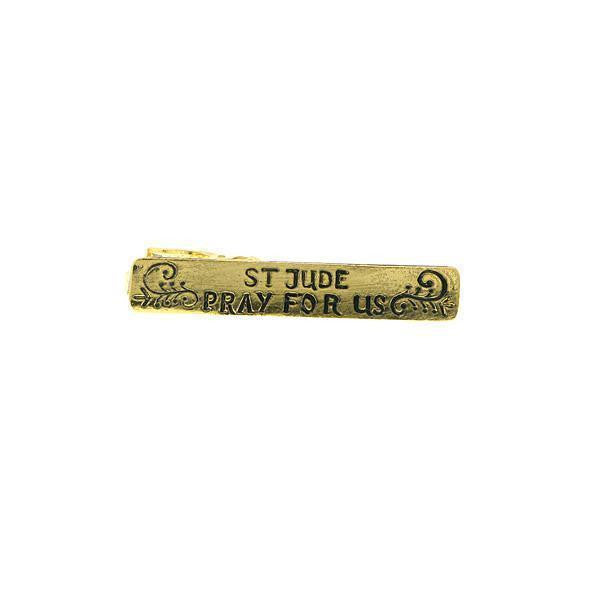 14K Gold Dipped St. Jude  Pray For Us  Tie Bar Clip