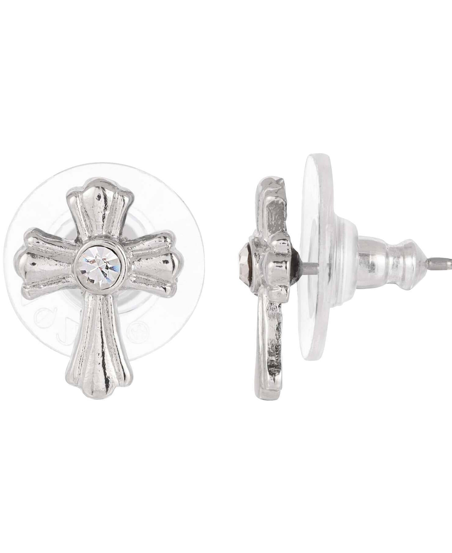Symbols Of Faith Jewelry Petite Cross Crystal Stud Earrings