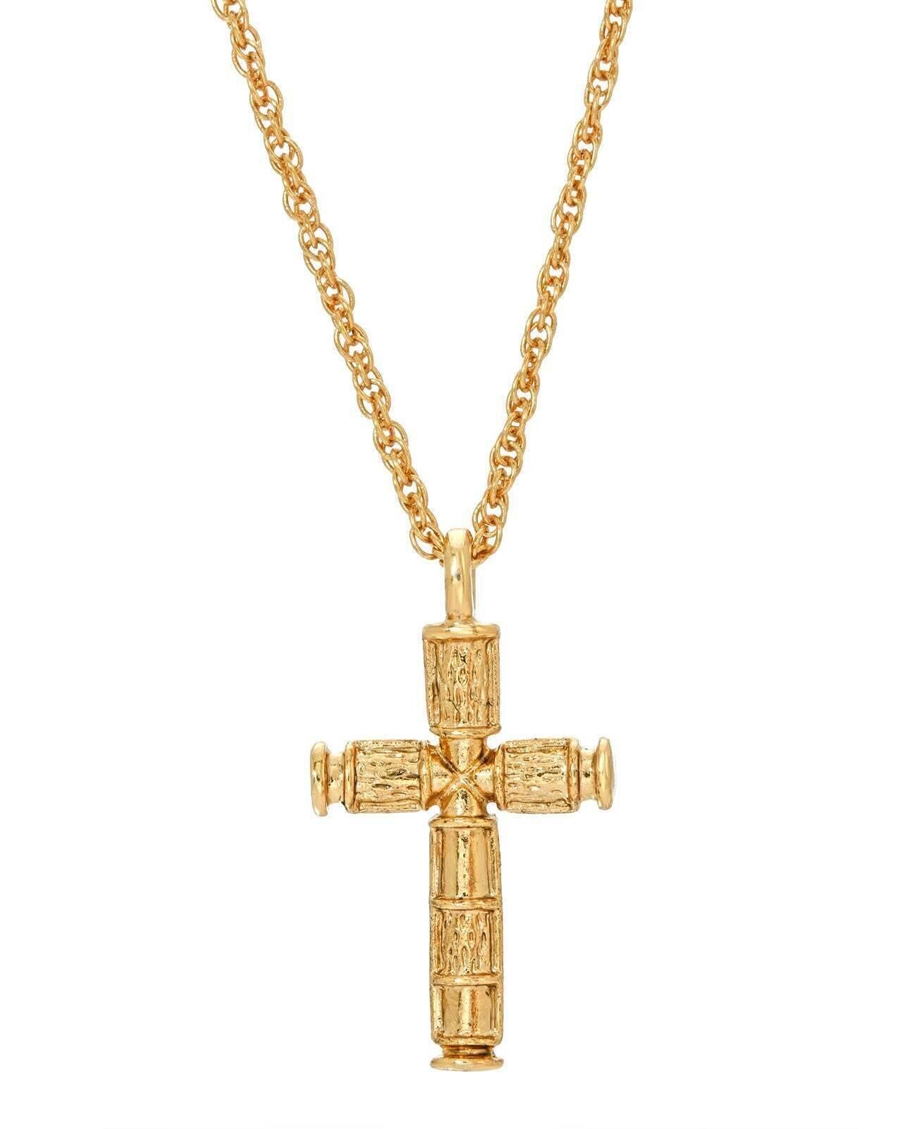 Symbols Of Faith Gold Cross Pendant Necklace 16" + 3" Extender