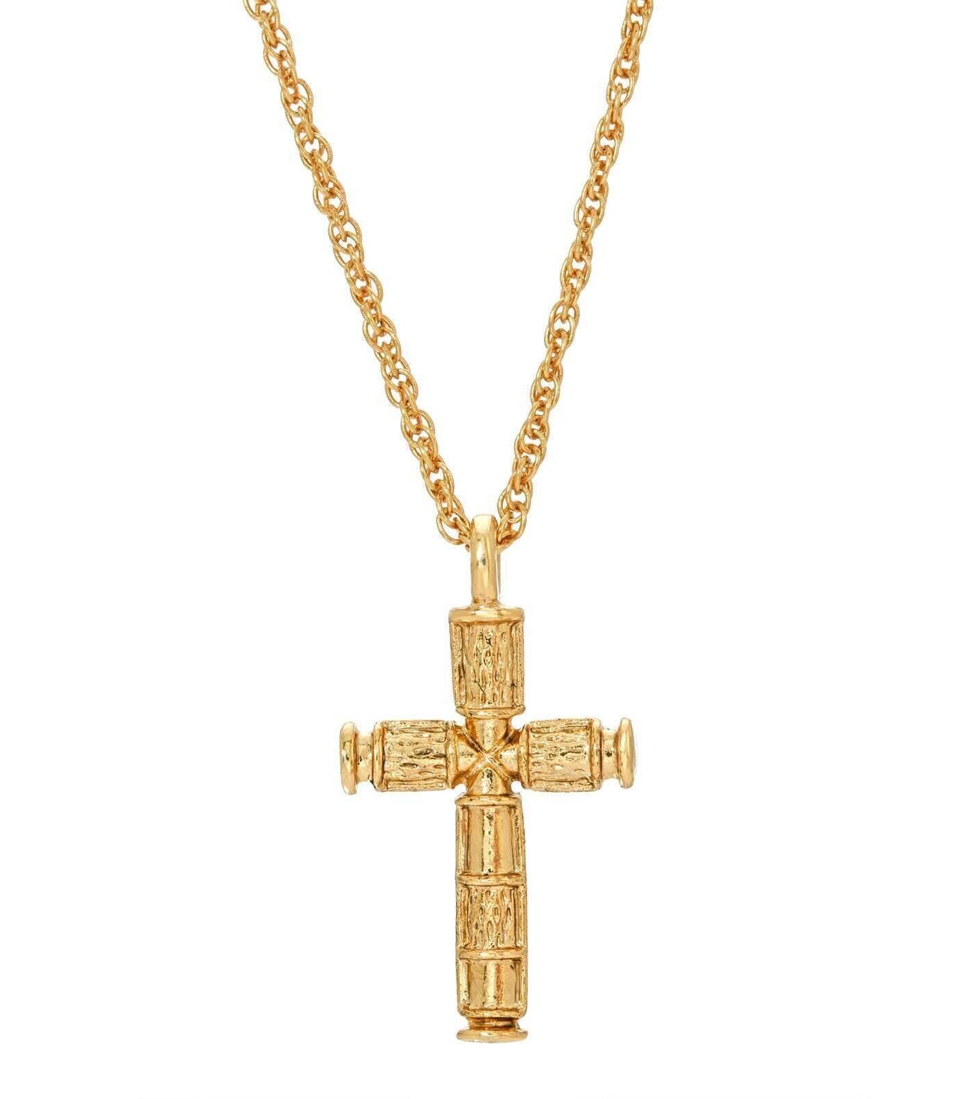 Symbols Of Faith Gold Cross Pendant Necklace 16" + 3" Extender