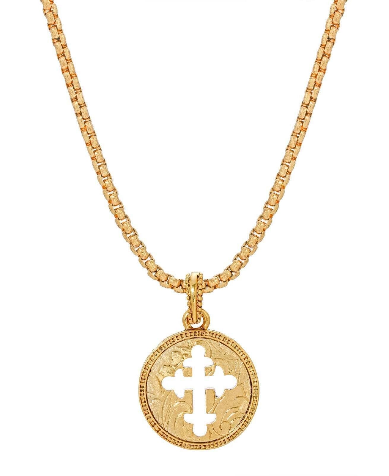 Symbols Of Faith Budded Gold Cross Pendant Necklace 20"