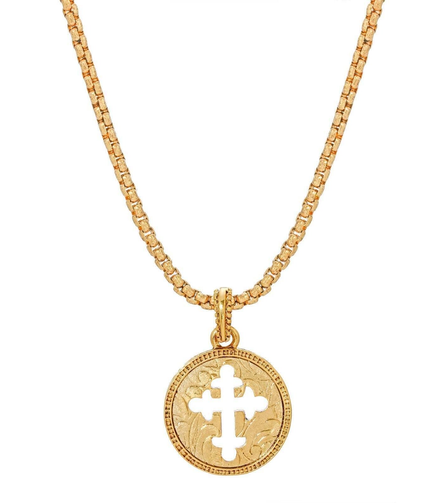 Symbols Of Faith Budded Gold Cross Pendant Necklace 20"