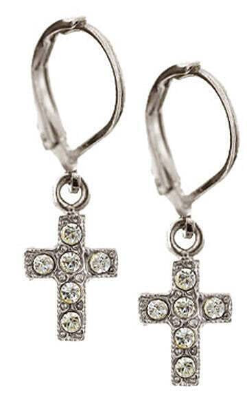 1928 Jewelry Crystal Ab Cross Drop Earrings
