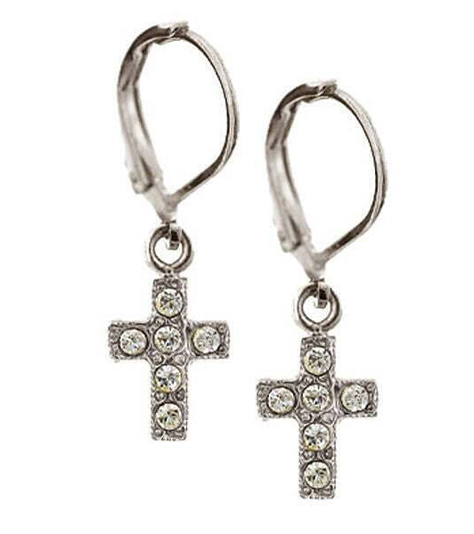 1928 Jewelry Crystal Ab Cross Drop Earrings