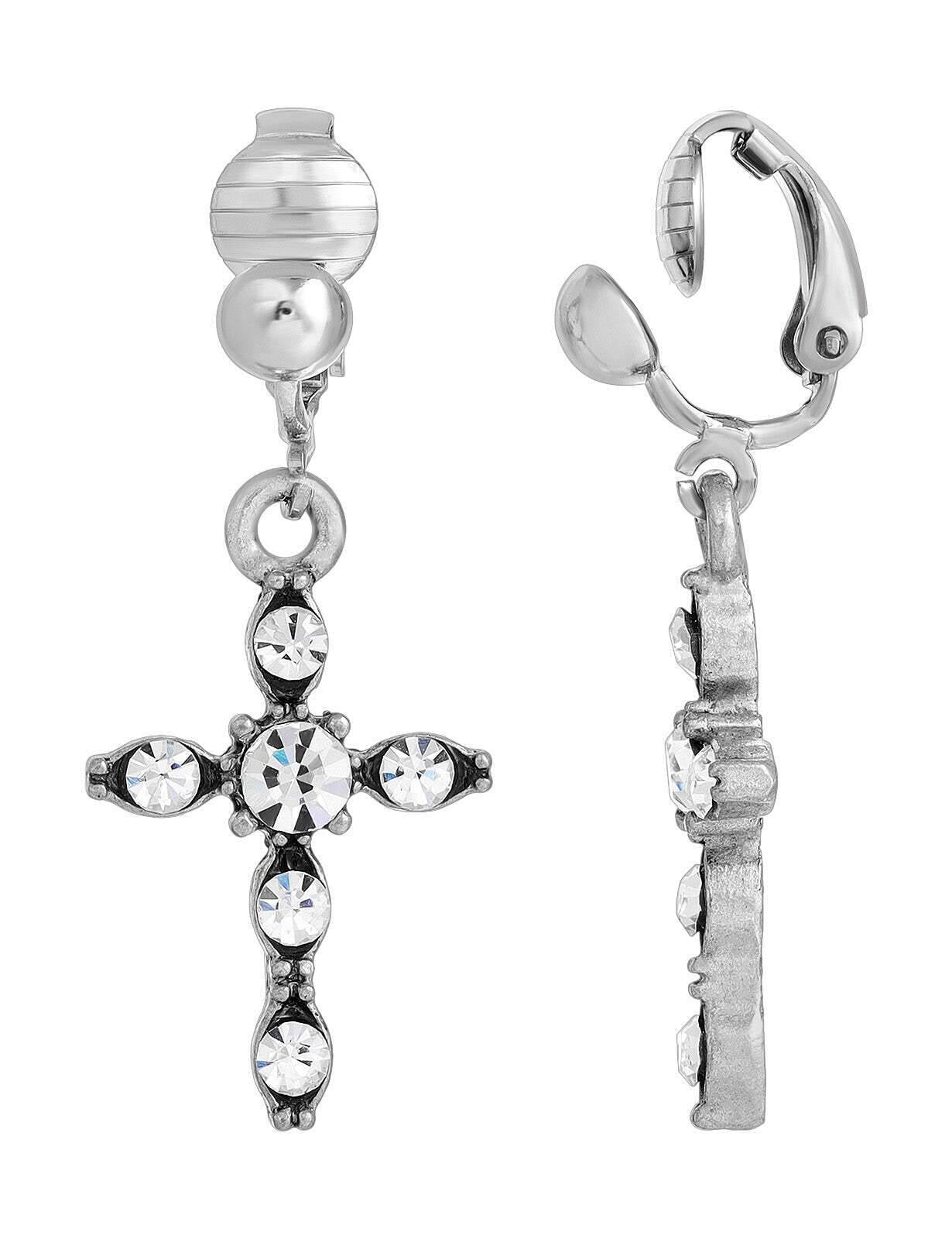 Symbols Of Faith Inspirational Cross Clip On Earrings