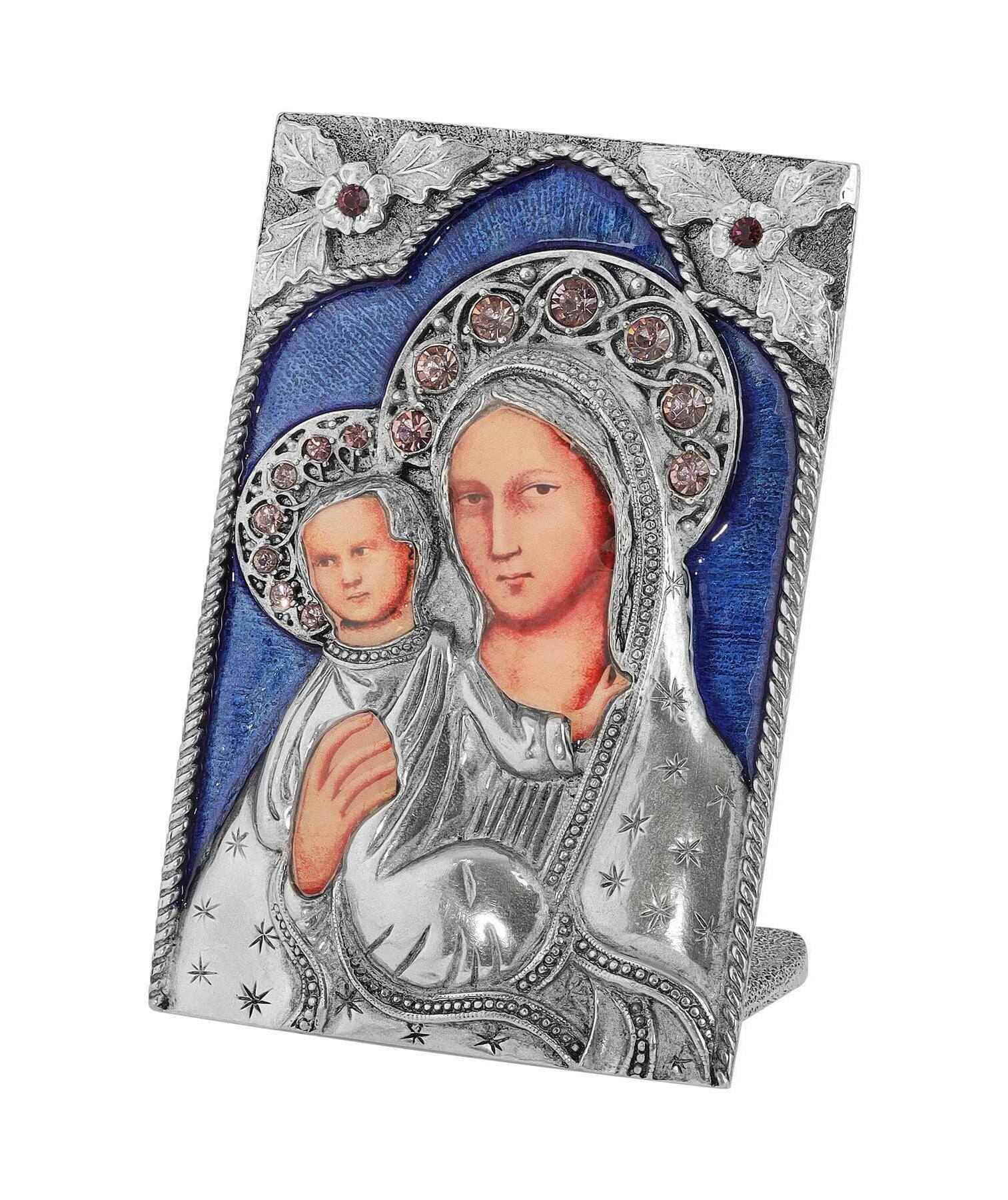 Symbols of Faith Mary and Jesus Sapphire Blue Tabletop Decor Plaque