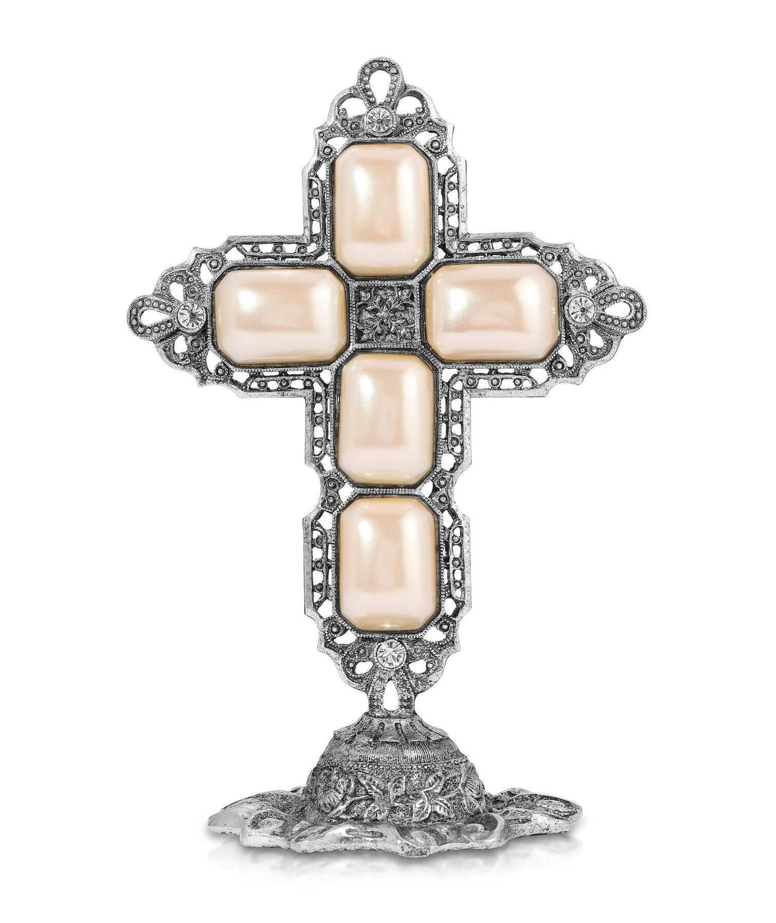 Symbols Of Faith Octagon Stone Cross Tabletop Stand