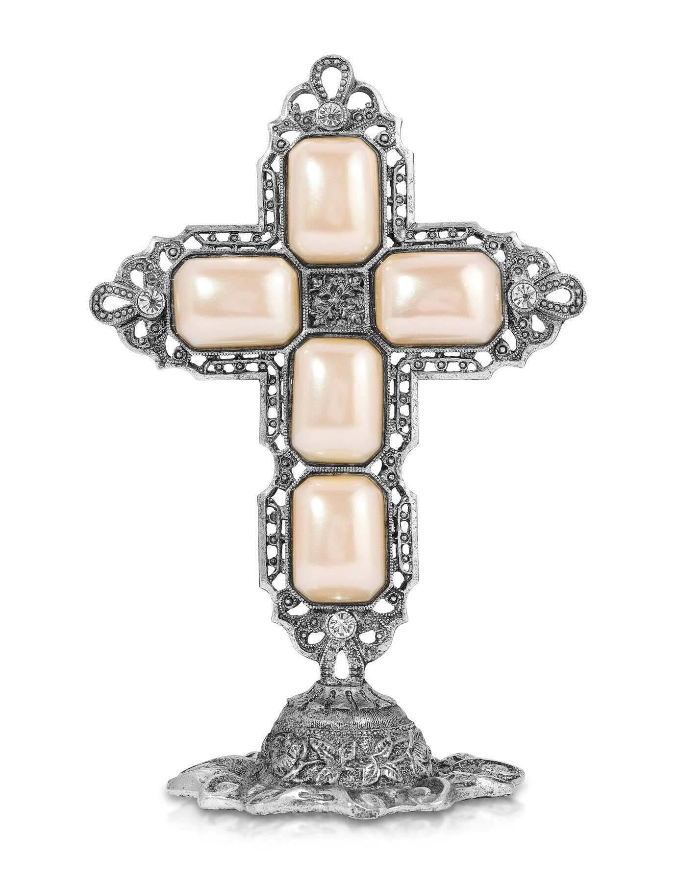 Symbols Of Faith Octagon Stone Cross Tabletop Stand