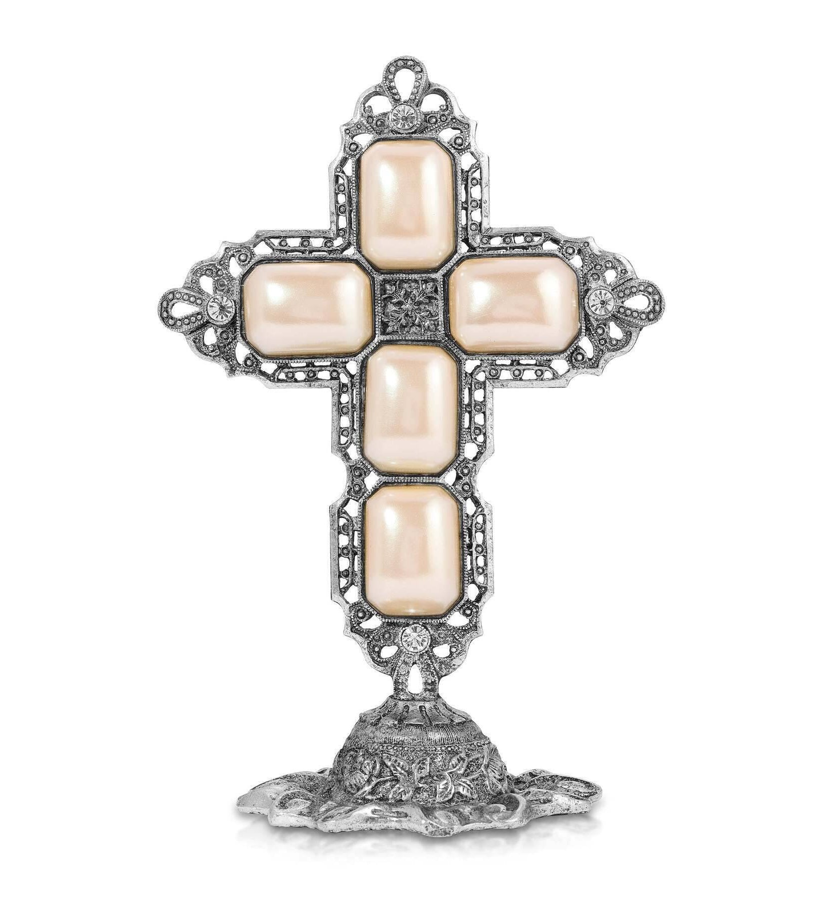 Symbols Of Faith Octagon Stone Cross Tabletop Stand