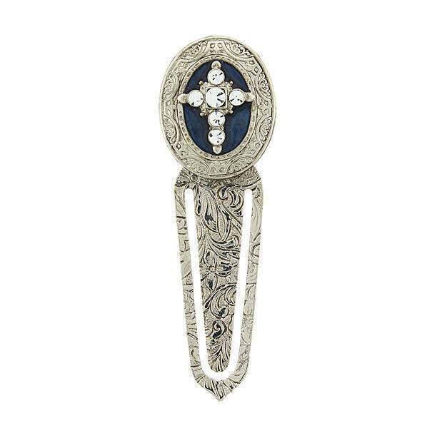 Symbols Of Faith Crystal Cross Blue Enamel Bookmark