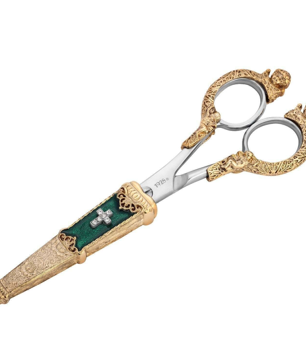 Symbols Of Faith Crystal Cross Enamel Scissor Holder With Scissors