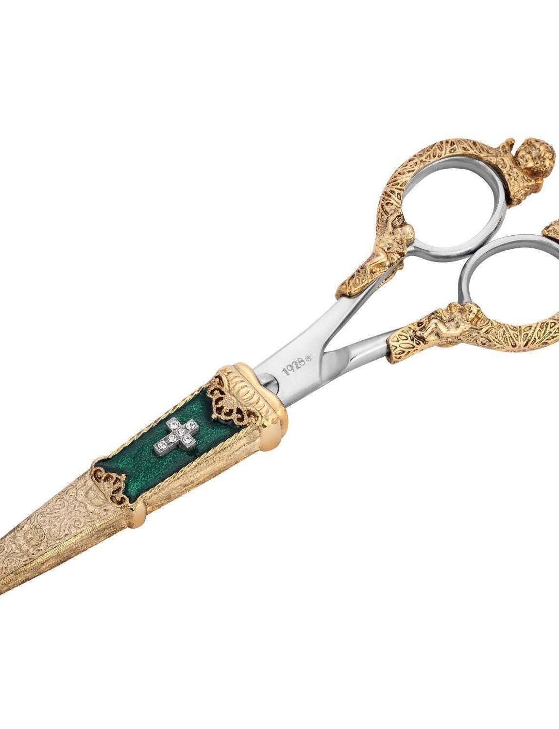 Symbols Of Faith Crystal Cross Enamel Scissor Holder With Scissors