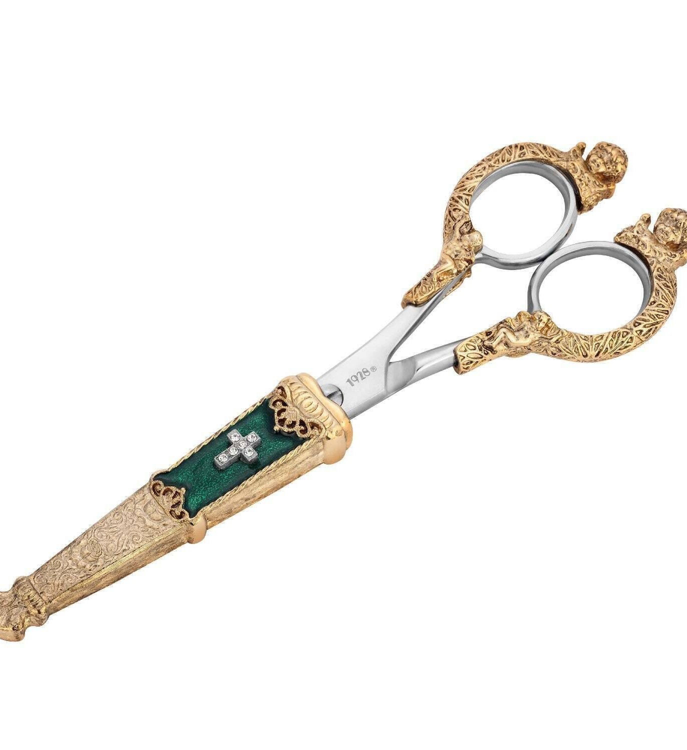 Symbols Of Faith Crystal Cross Enamel Scissor Holder With Scissors
