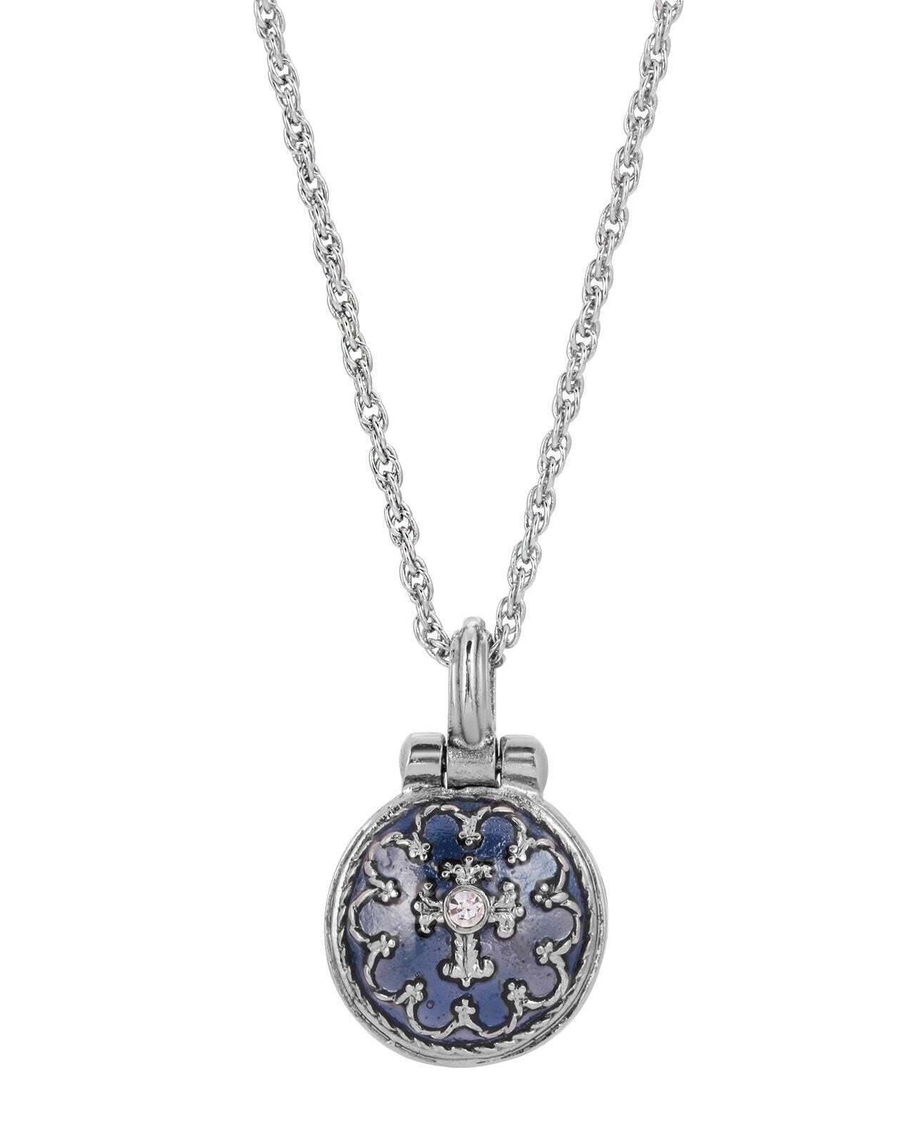 Symbols Of Faith Hand Enamel Enclosed Virgin Mary Lift Up Pendant Necklace 16" + 3" Extender