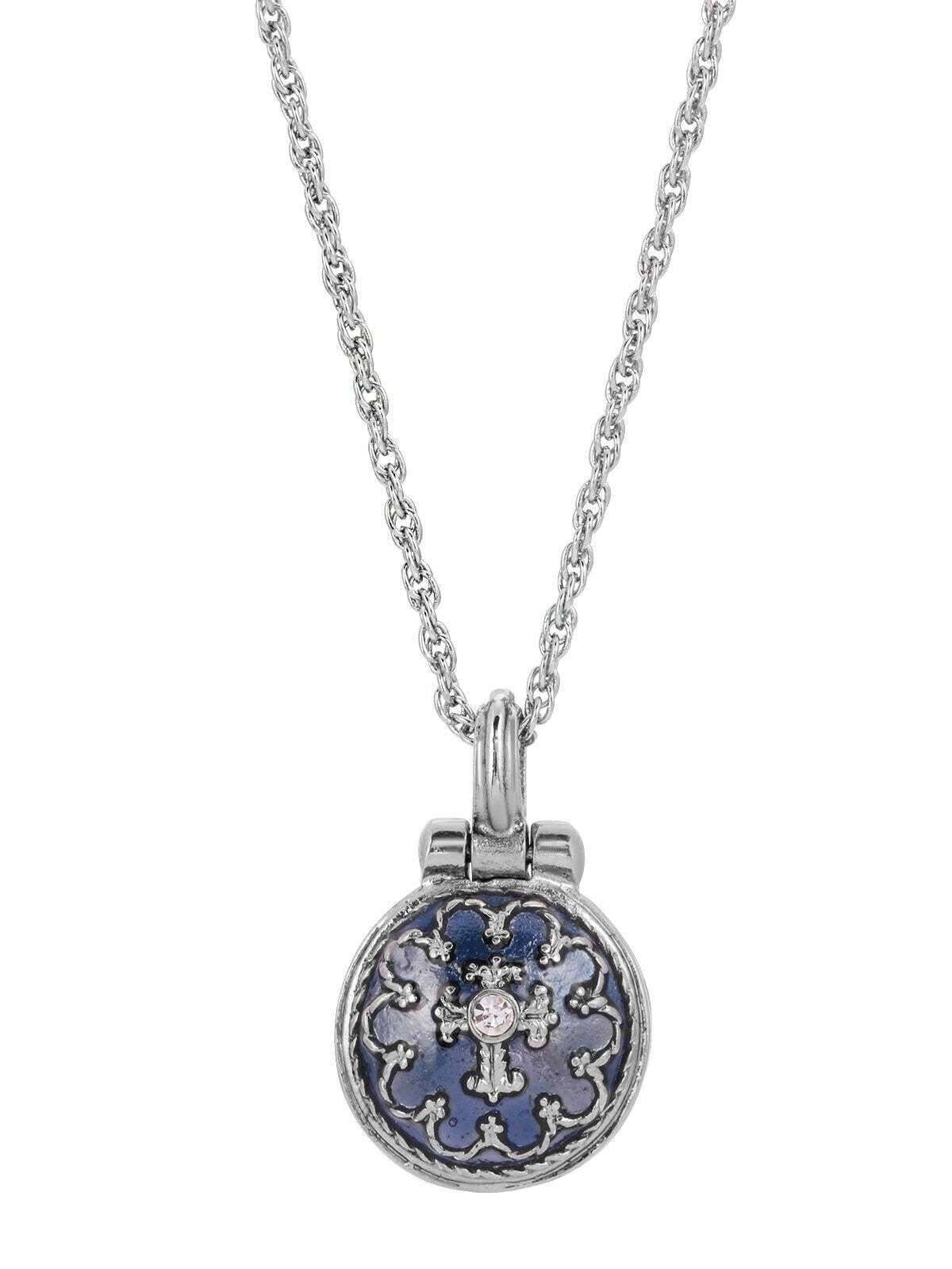 Symbols Of Faith Hand Enamel Enclosed Virgin Mary Lift Up Pendant Necklace 16" + 3" Extender