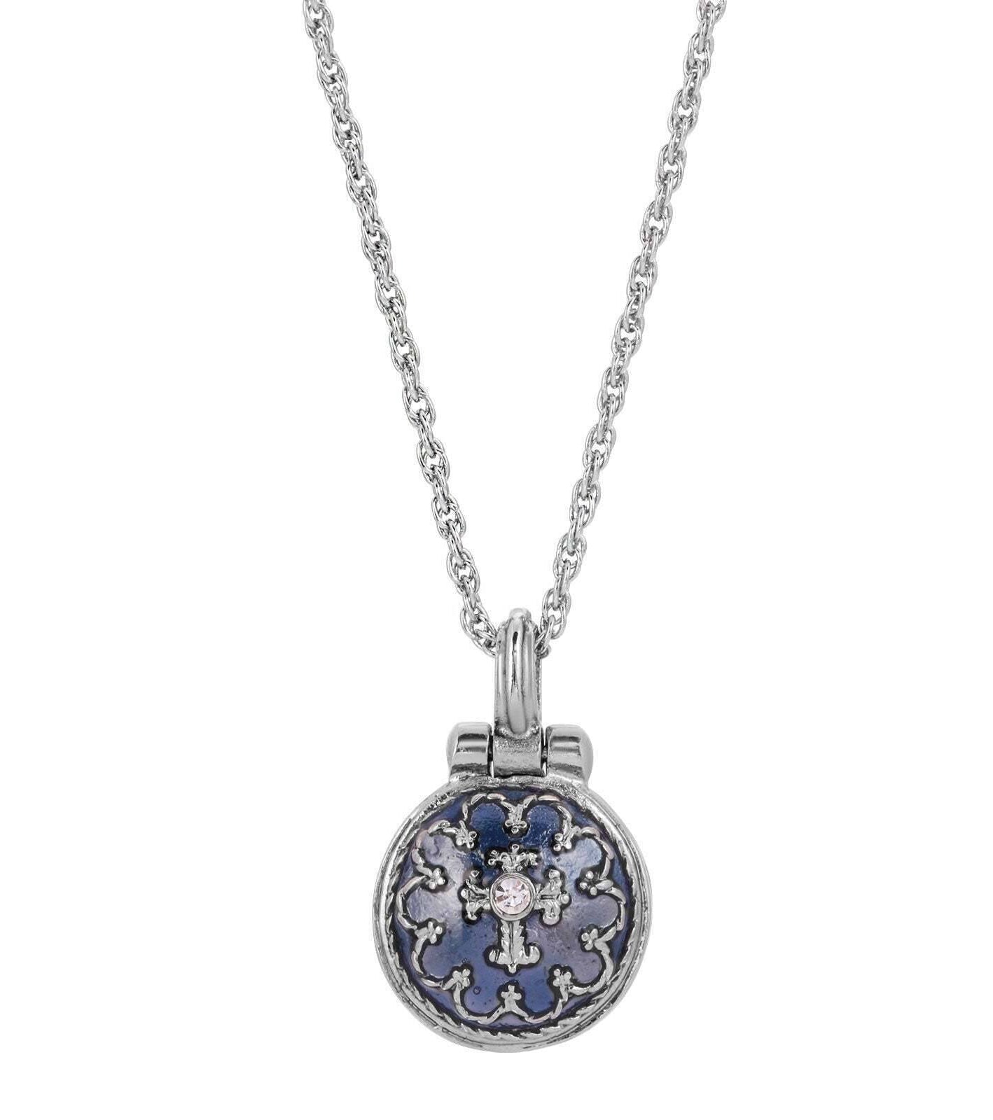 Symbols Of Faith Hand Enamel Enclosed Virgin Mary Lift Up Pendant Necklace 16" + 3" Extender