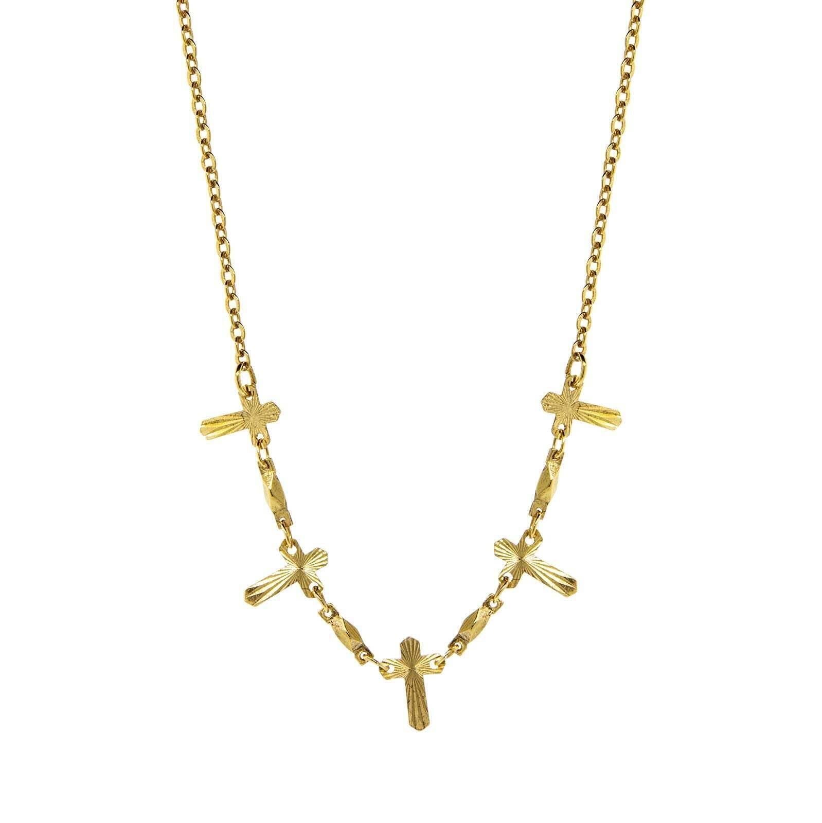 Symbols Of Faith Multi Cross Chain Necklace 16" + 3" Extender