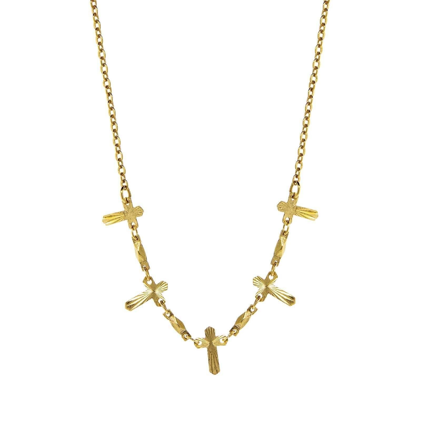 Symbols Of Faith Multi Cross Chain Necklace 16" + 3" Extender