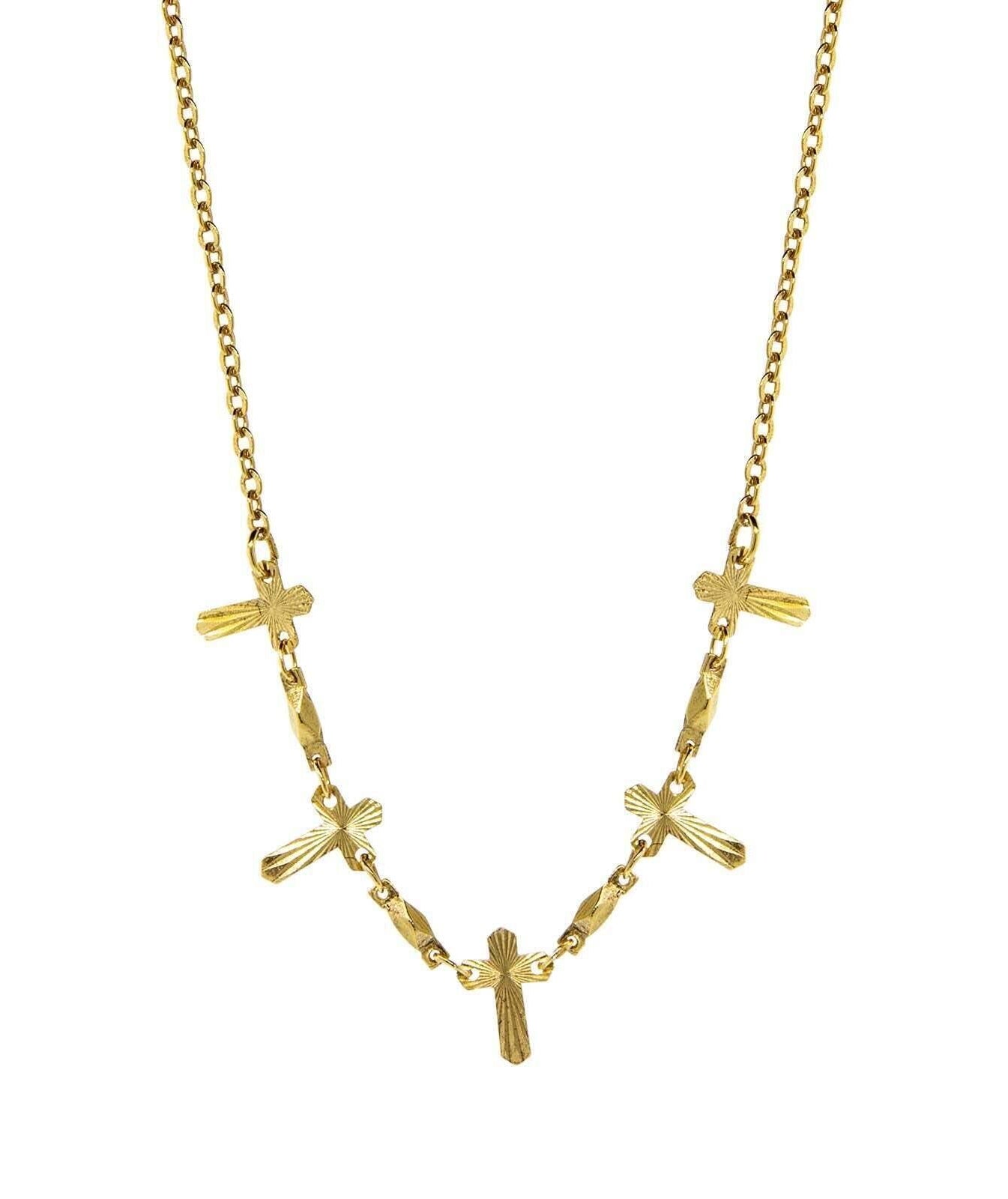 Symbols Of Faith Multi Cross Chain Necklace 16" + 3" Extender