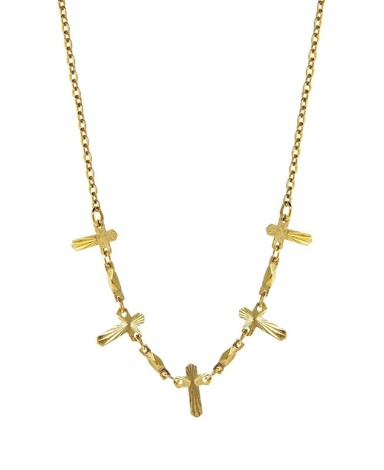 Symbols Of Faith Multi Cross Chain Necklace 16" + 3" Extender