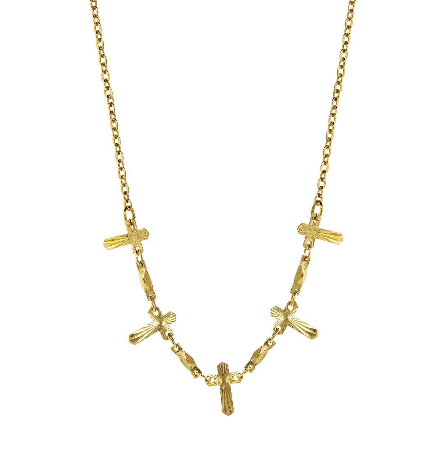 Symbols Of Faith Multi Cross Chain Necklace 16" + 3" Extender