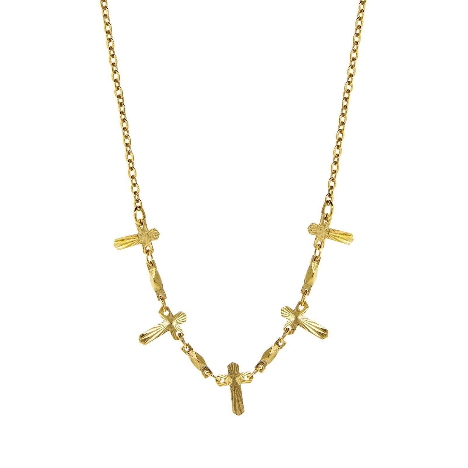 Symbols Of Faith Multi Cross Chain Necklace 16" + 3" Extender