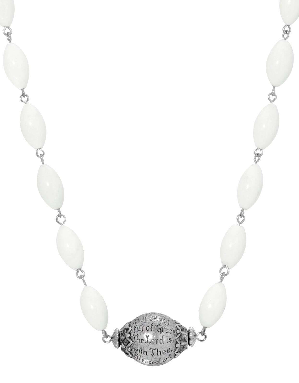 Symbols Of Faith Hail Mary Beaded Prayer Necklace 15" + 3" Extender