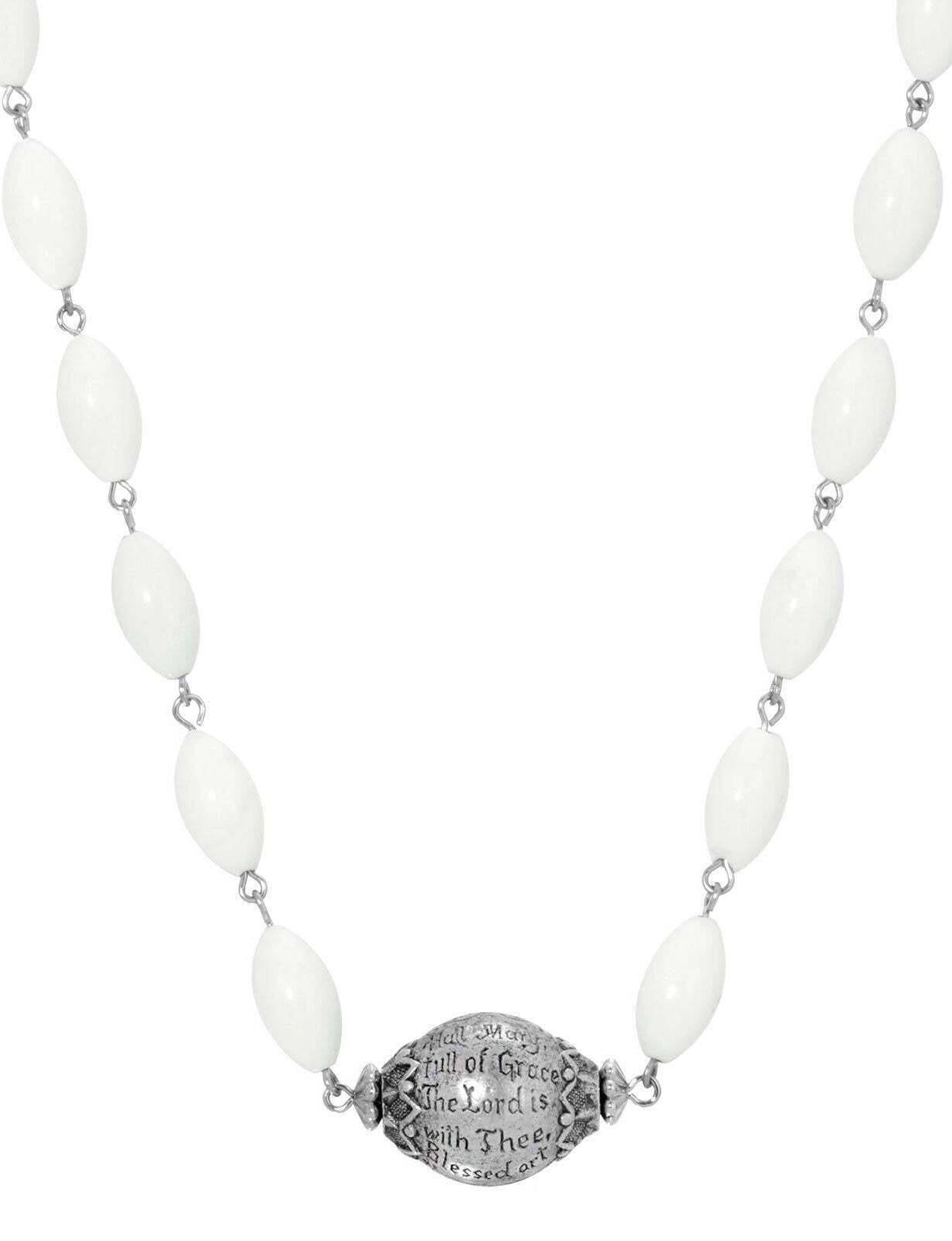 Symbols Of Faith Hail Mary Beaded Prayer Necklace 15" + 3" Extender