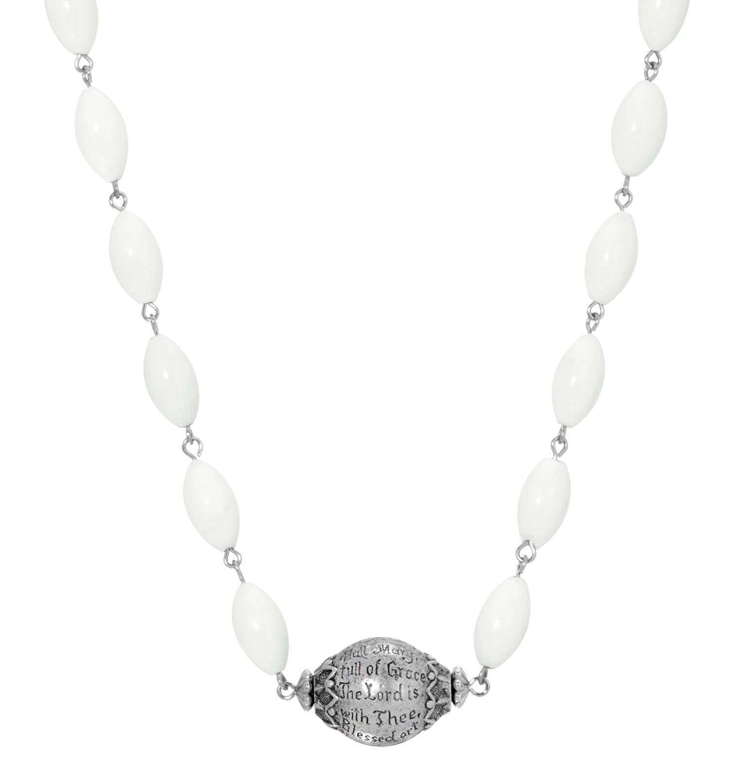 Symbols Of Faith Hail Mary Beaded Prayer Necklace 15" + 3" Extender