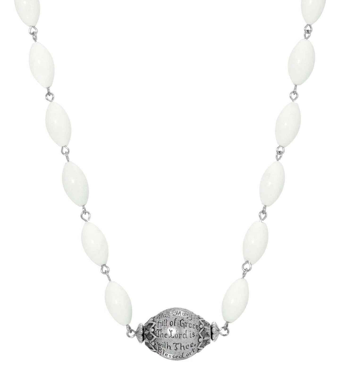 Symbols Of Faith Hail Mary Beaded Prayer Necklace 15" + 3" Extender