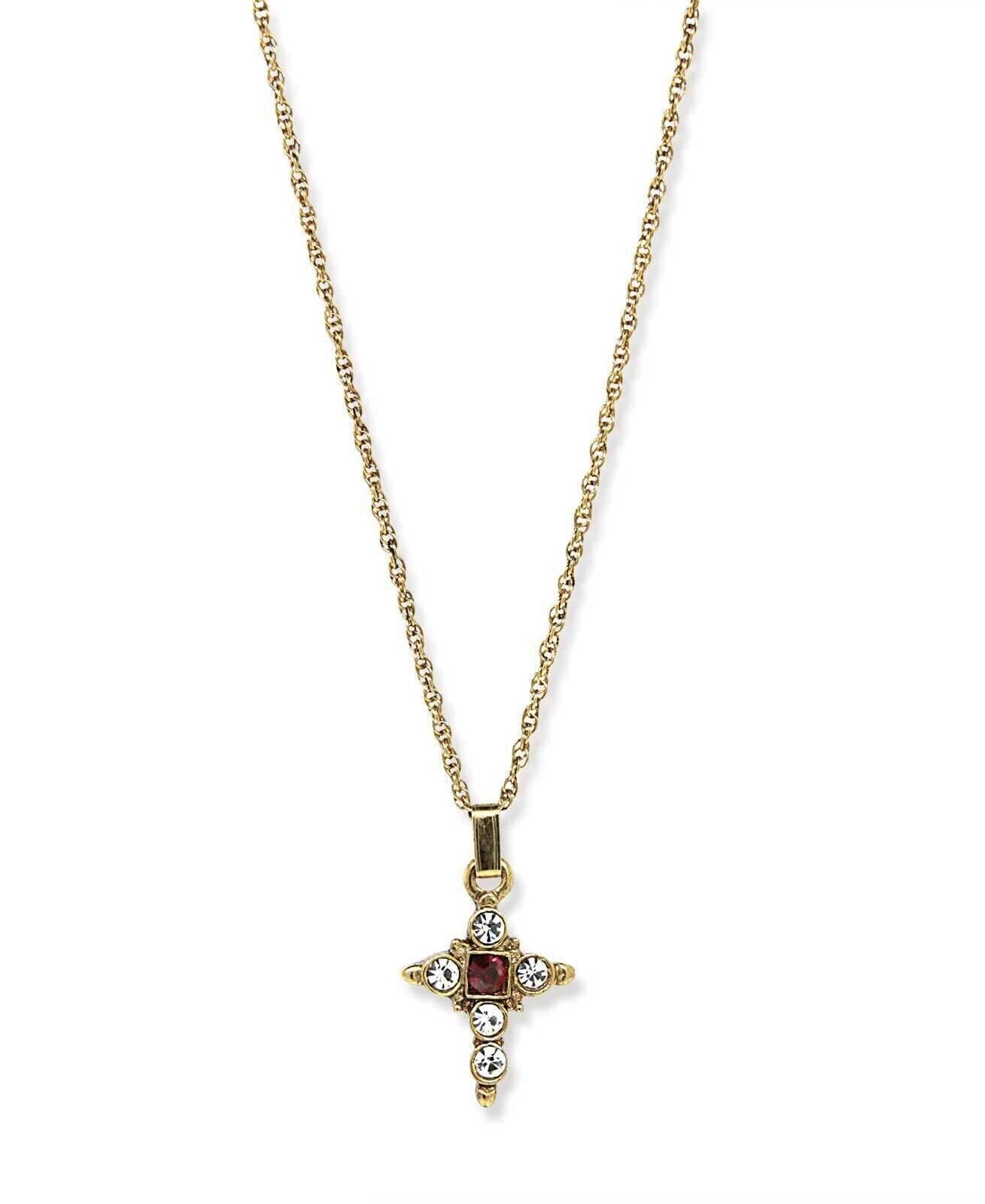 Symbols Of Faith Crystal Cross Pendant Necklace 16" + 3" Extender