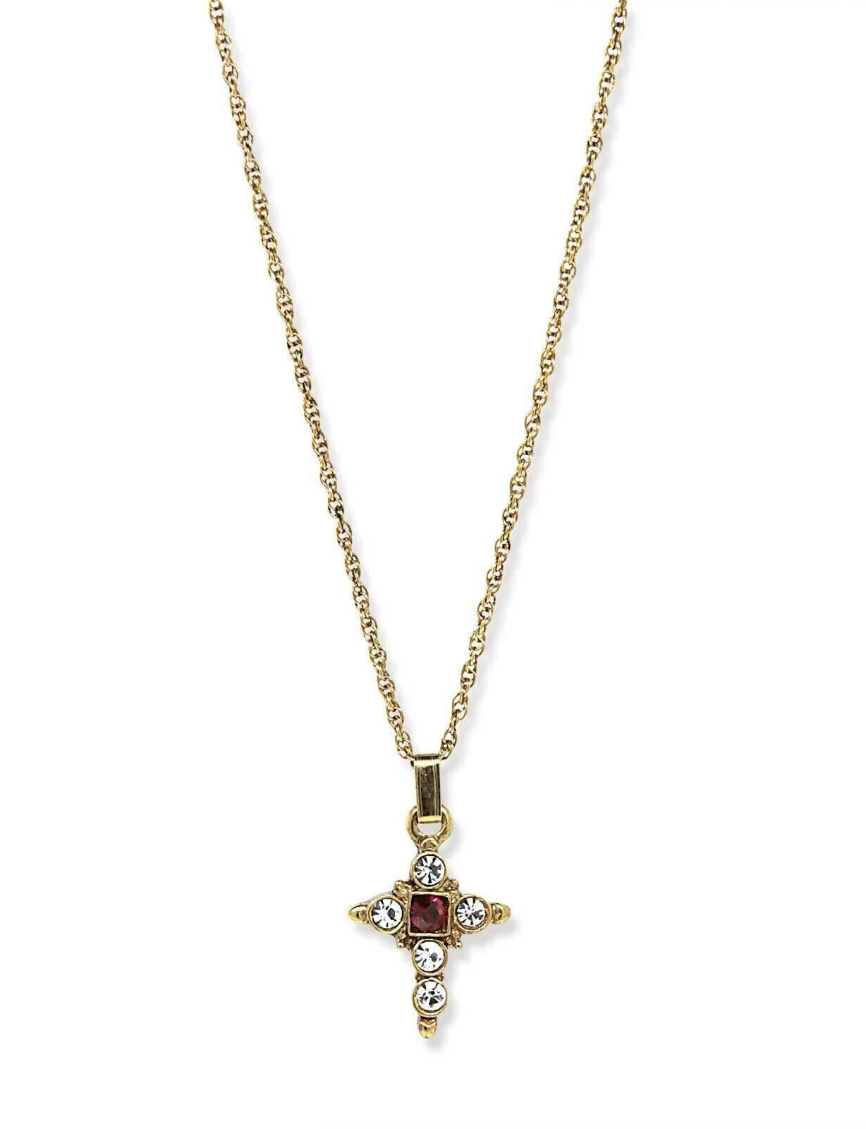 Symbols Of Faith Crystal Cross Pendant Necklace 16" + 3" Extender