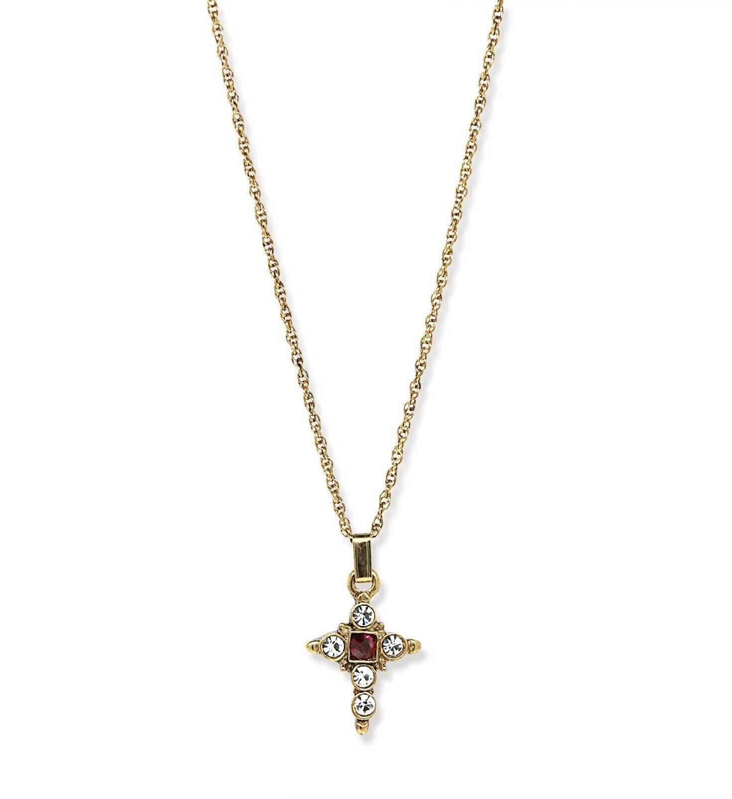 Symbols Of Faith Crystal Cross Pendant Necklace 16" + 3" Extender