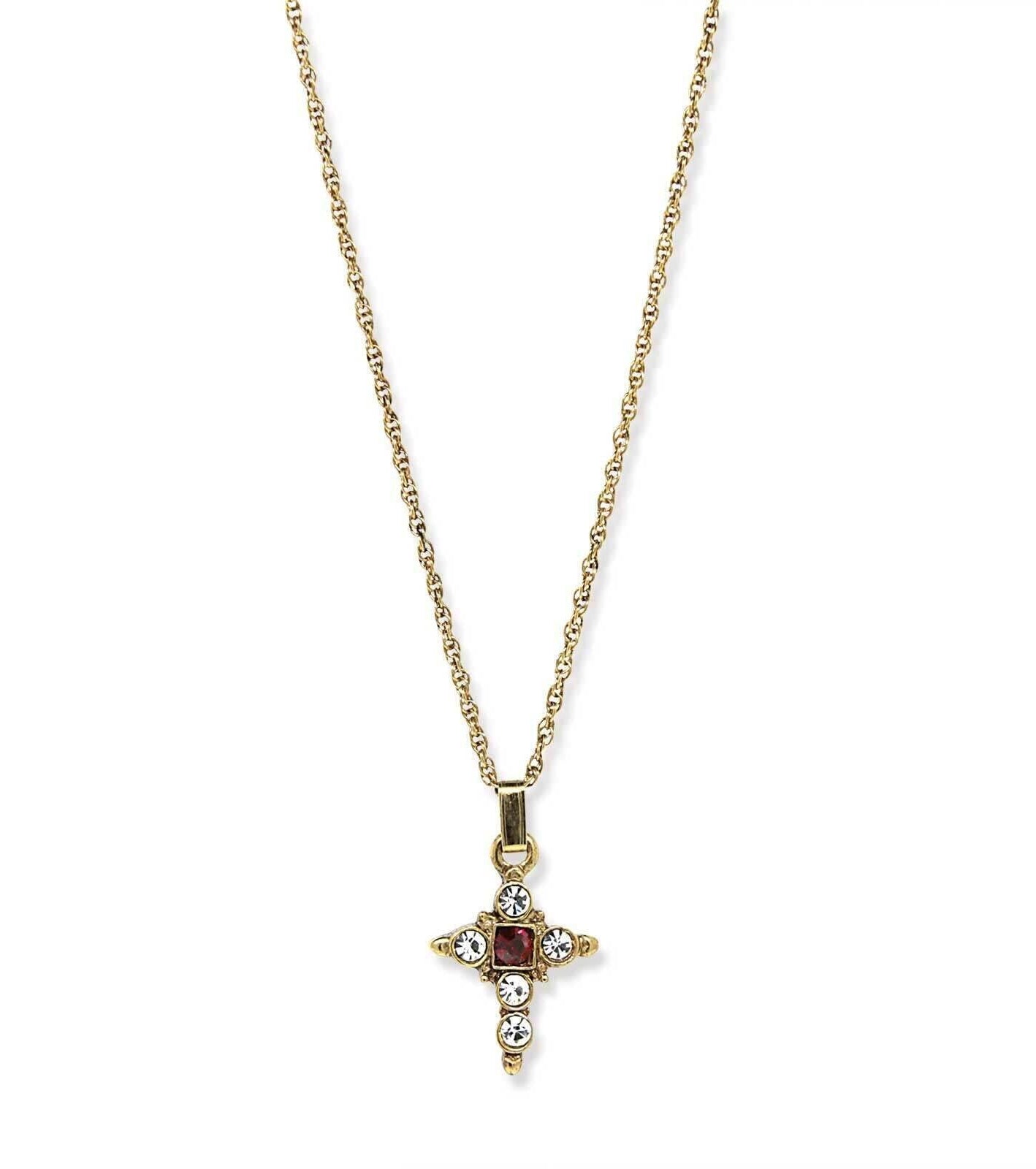 Symbols Of Faith Crystal Cross Pendant Necklace 16" + 3" Extender