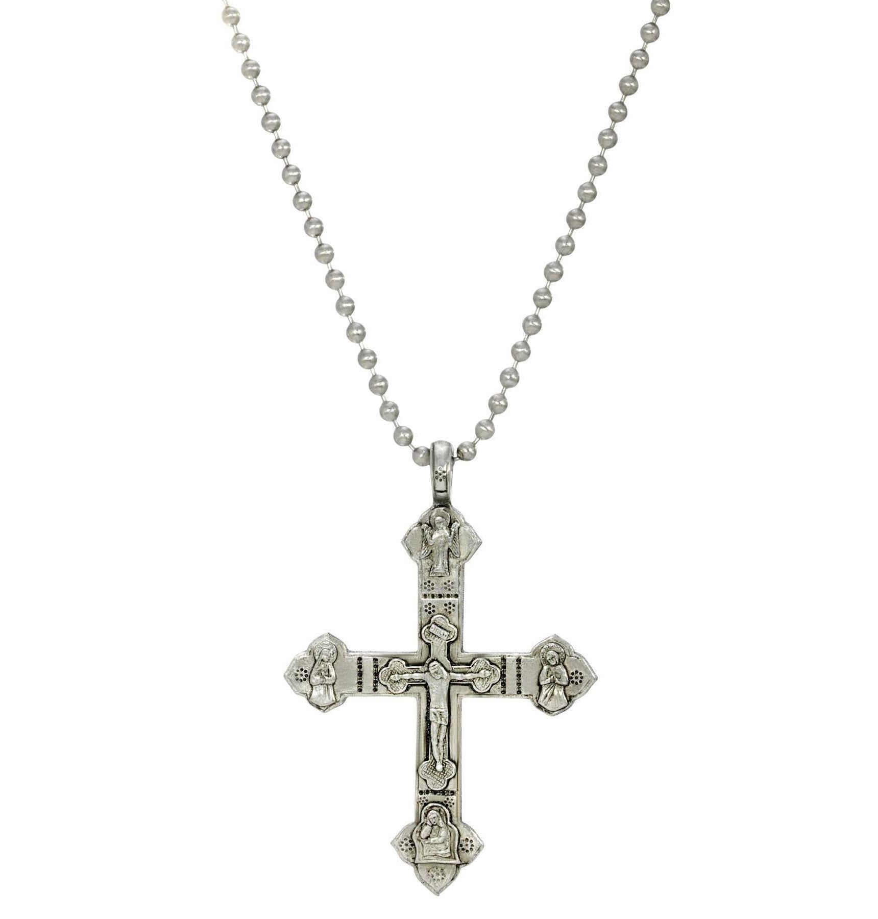 Symbols of Faith Stainless Steel Chain Large Crucifix Pendant Necklace 22"