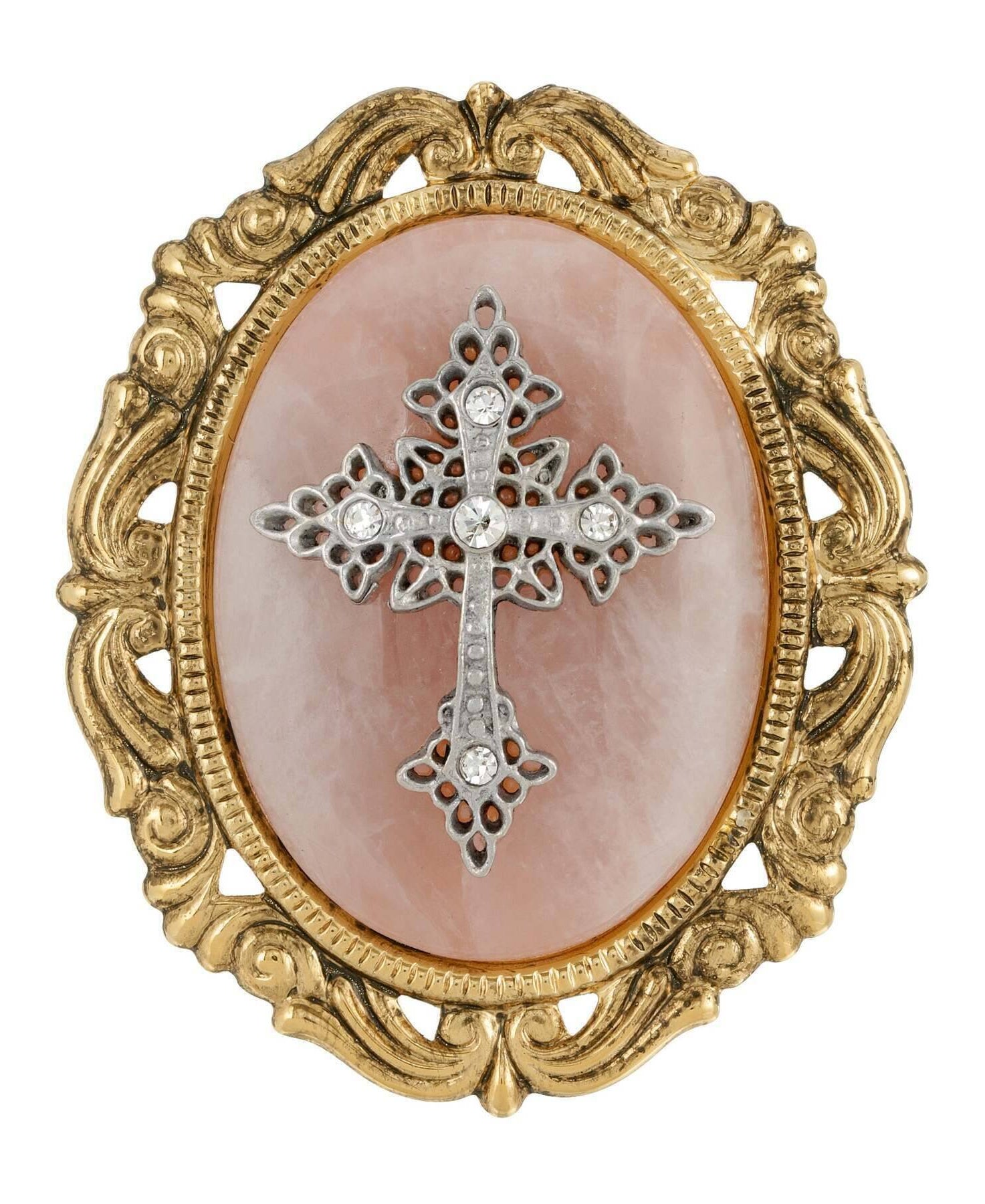 Symbols of Faith Oval Pendant with Cross Brooch
