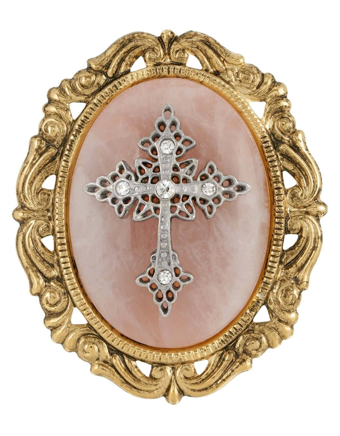 Symbols of Faith Oval Pendant with Cross Brooch