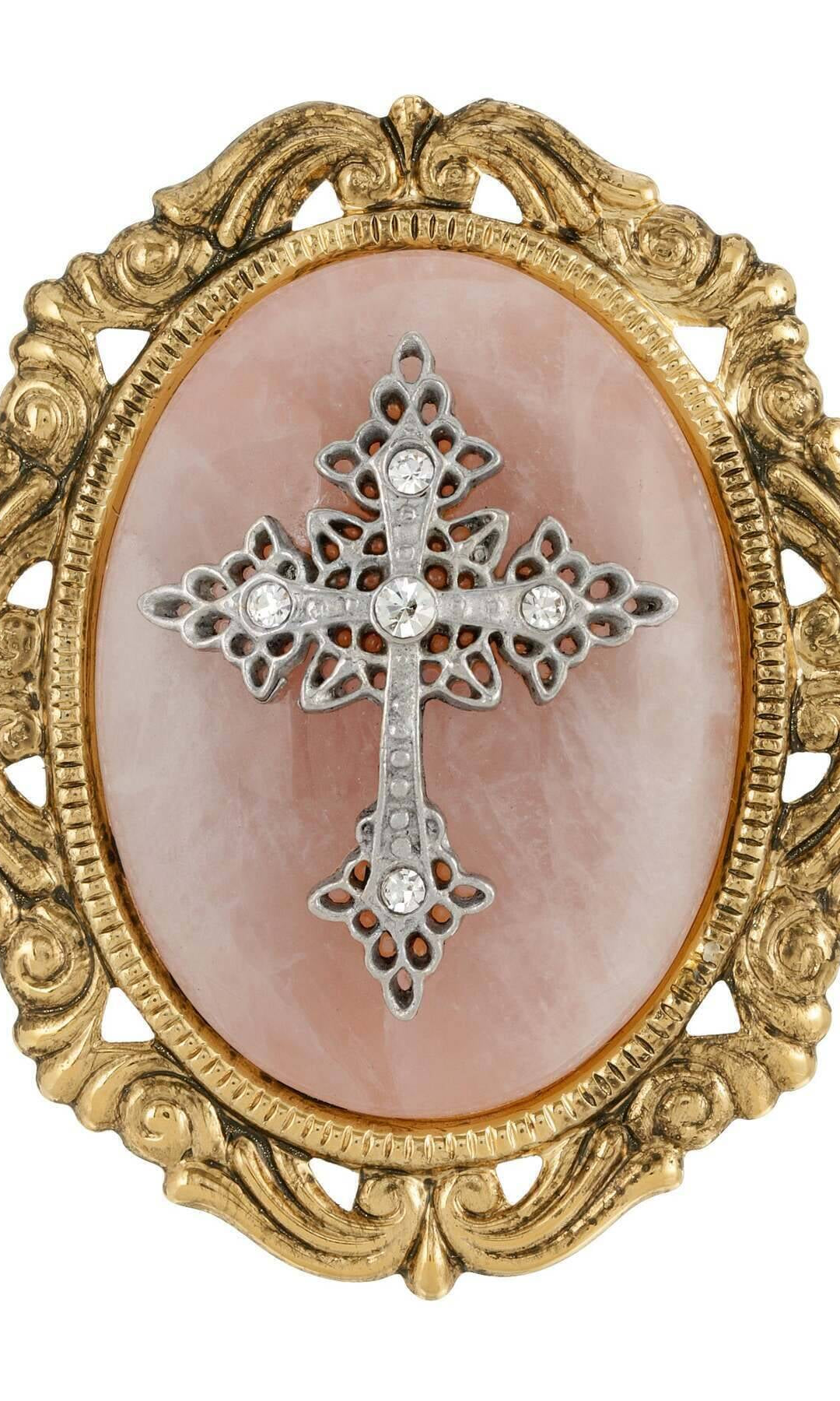 Symbols of Faith Oval Pendant with Cross Brooch
