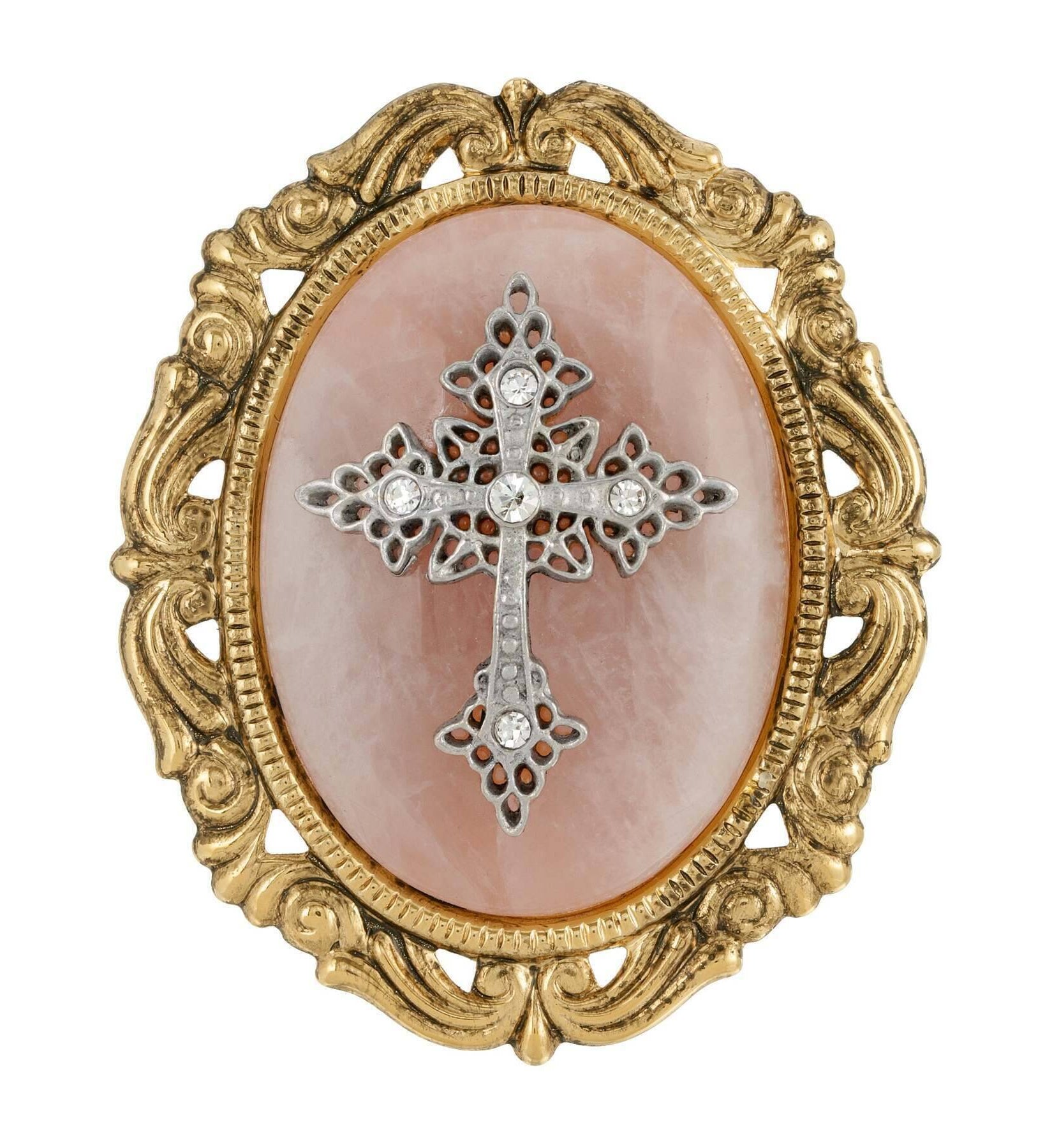 Symbols of Faith Oval Pendant with Cross Brooch