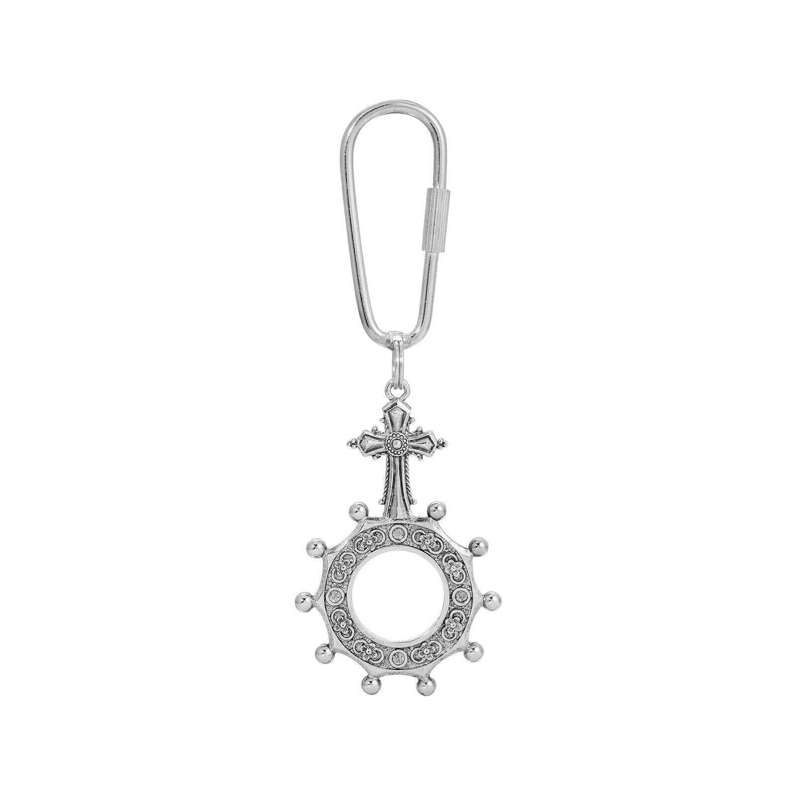 Symbols Of Faith Pewter Rosary Prayer Ring Cross Carabiner Key Chain