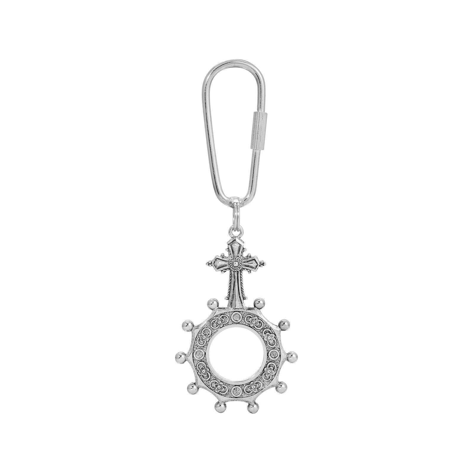 Symbols Of Faith Pewter Rosary Prayer Ring Cross Carabiner Key Chain