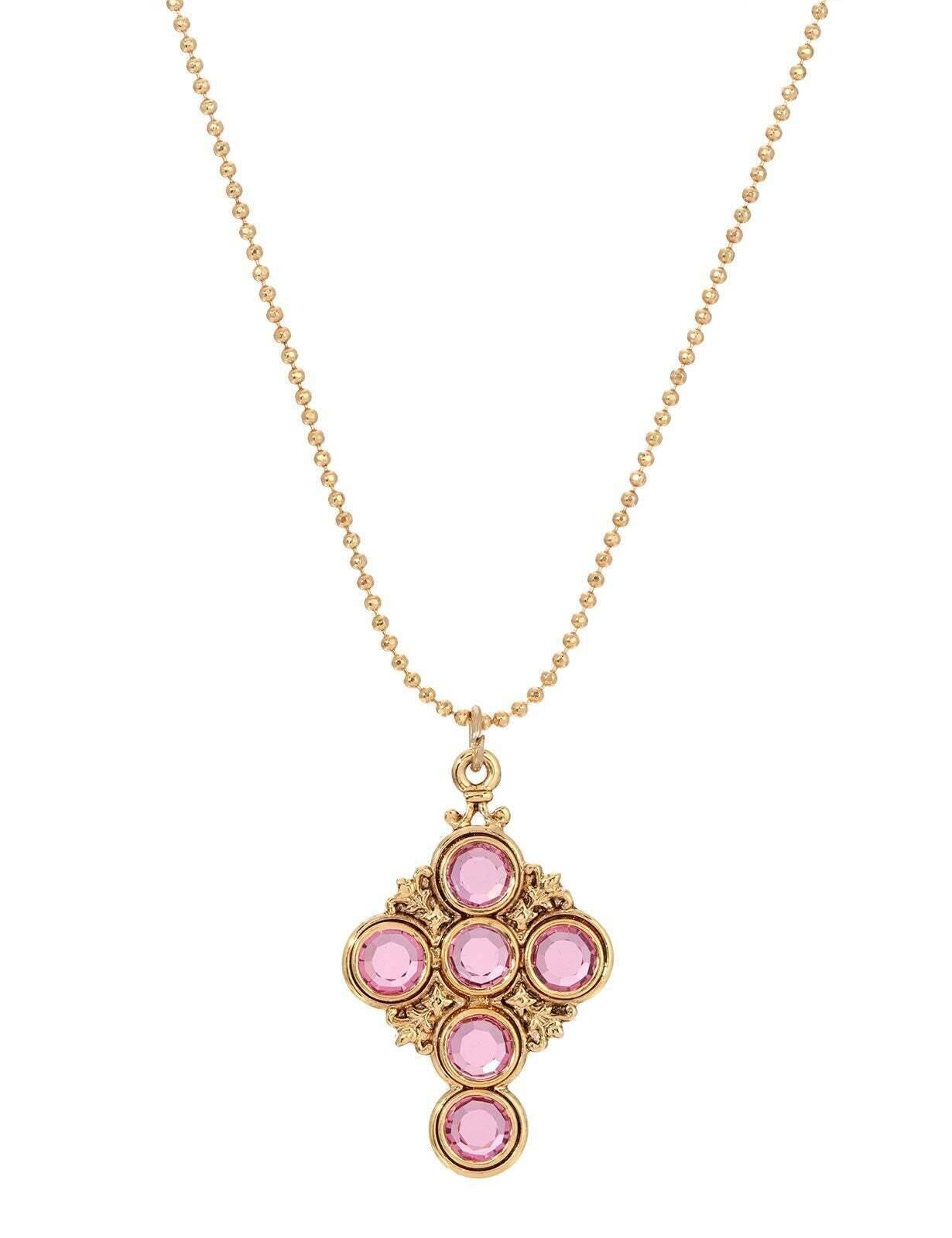Symbols Of Faith Pink Channel Cross Pendant Necklace 16"