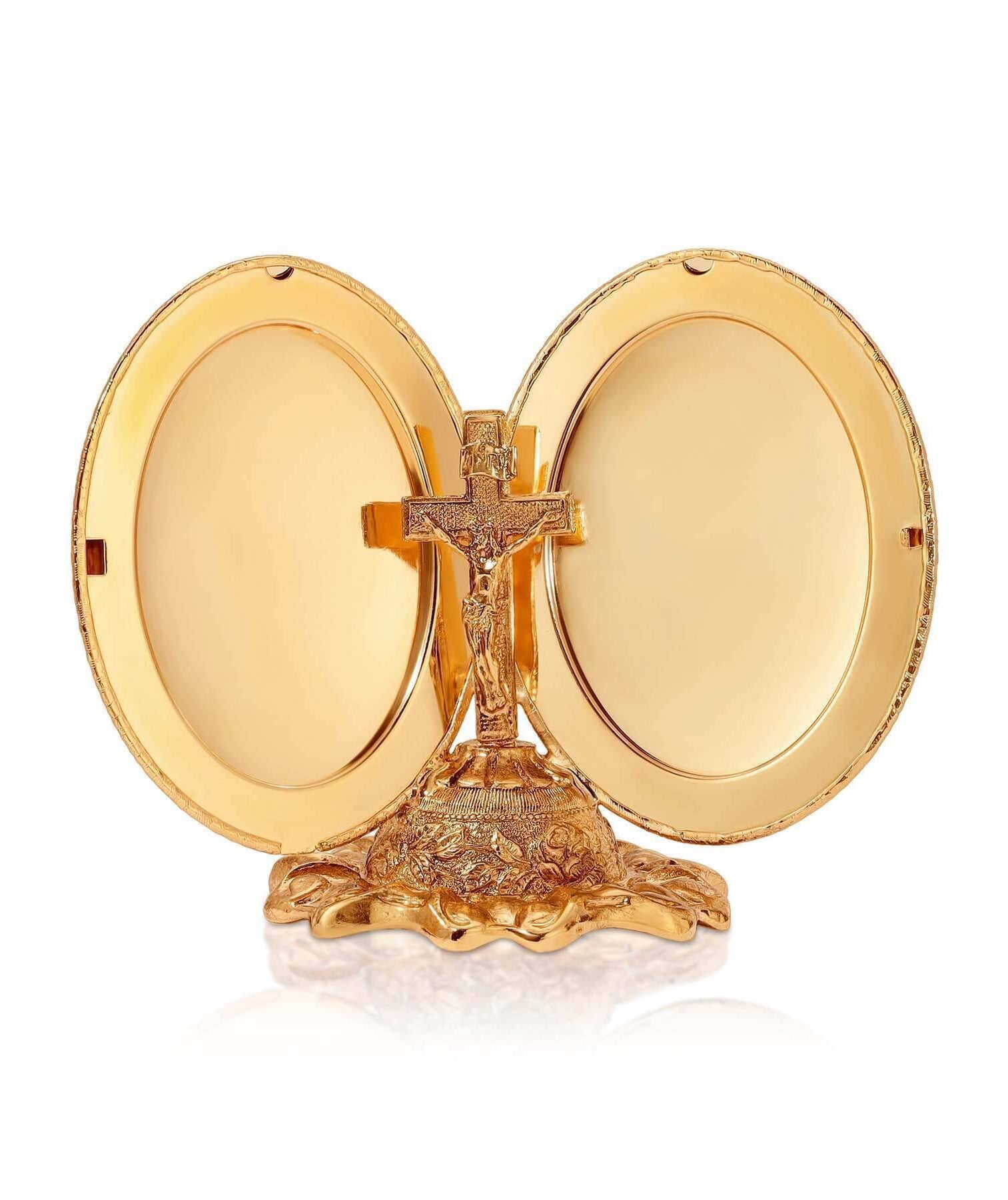 Symbols Of Faith Crucifix Photo Locket Gold Tabletop Decor Stand