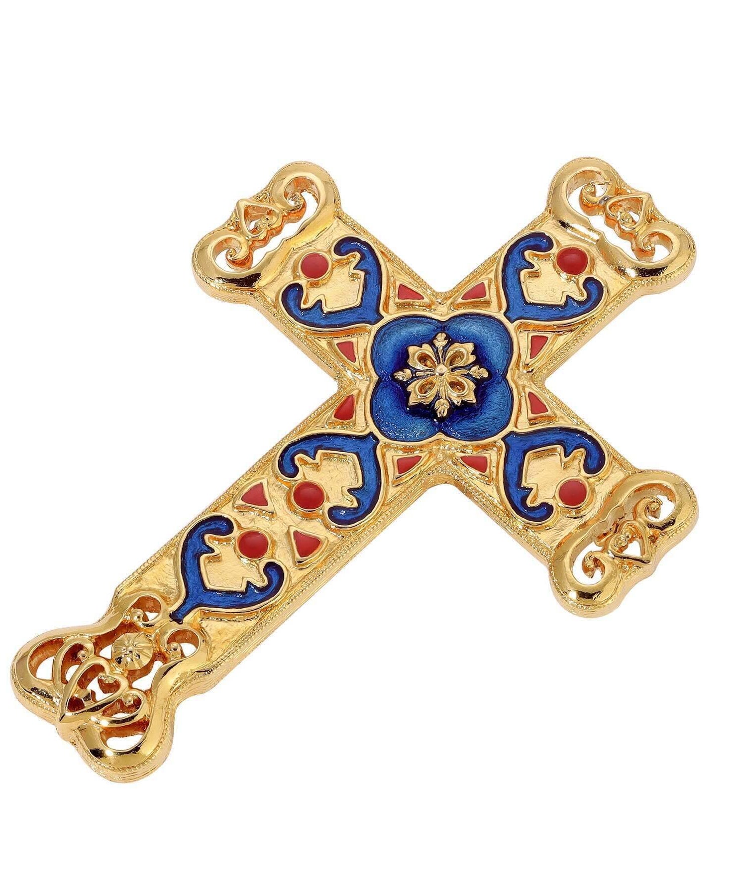 Symbols Of Faith Antigua Enamel Cross & Heart Brooch