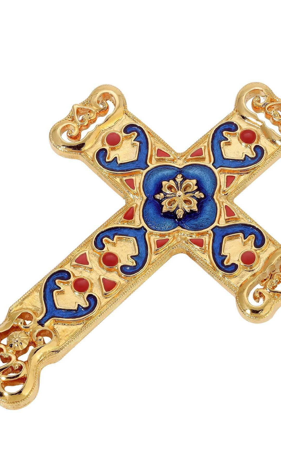 Symbols Of Faith Antigua Enamel Cross & Heart Brooch