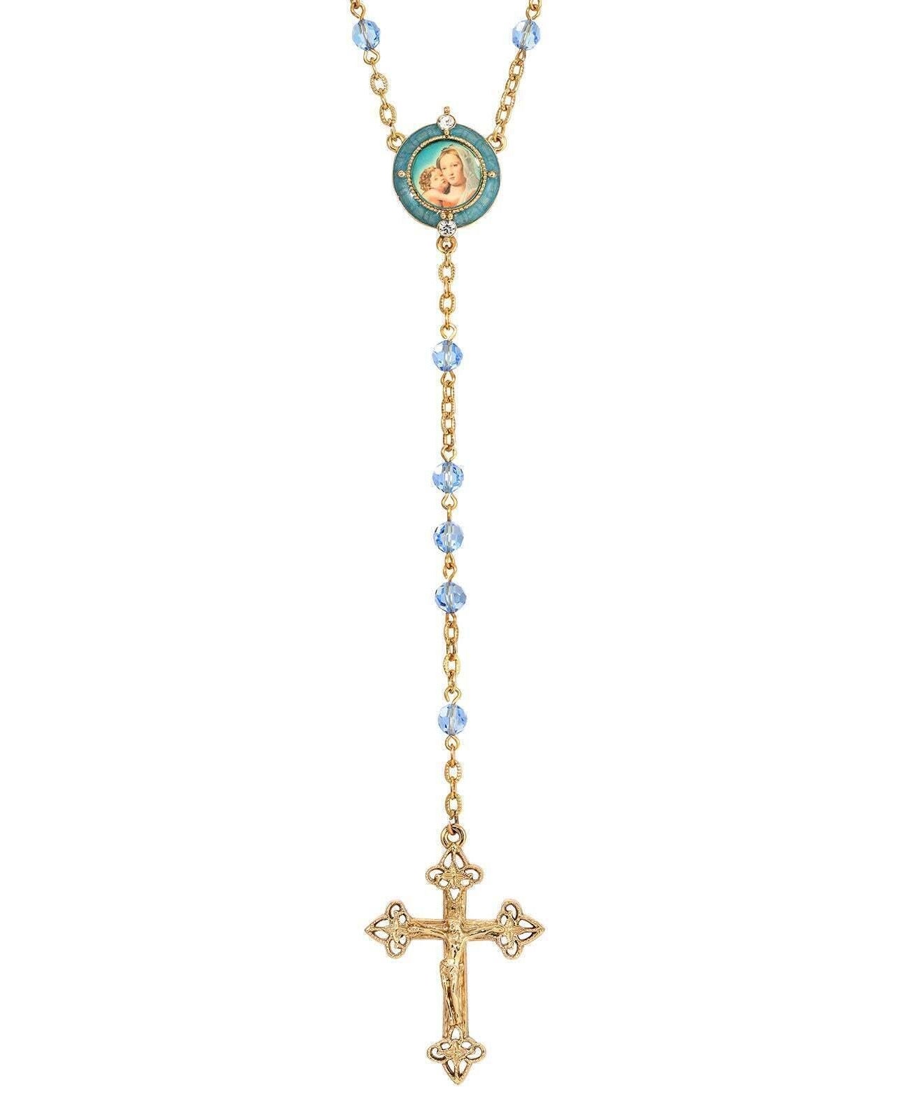 Symbols Of Faith Glass Beaded Hand Enamel Mary And Child Decal Rosary