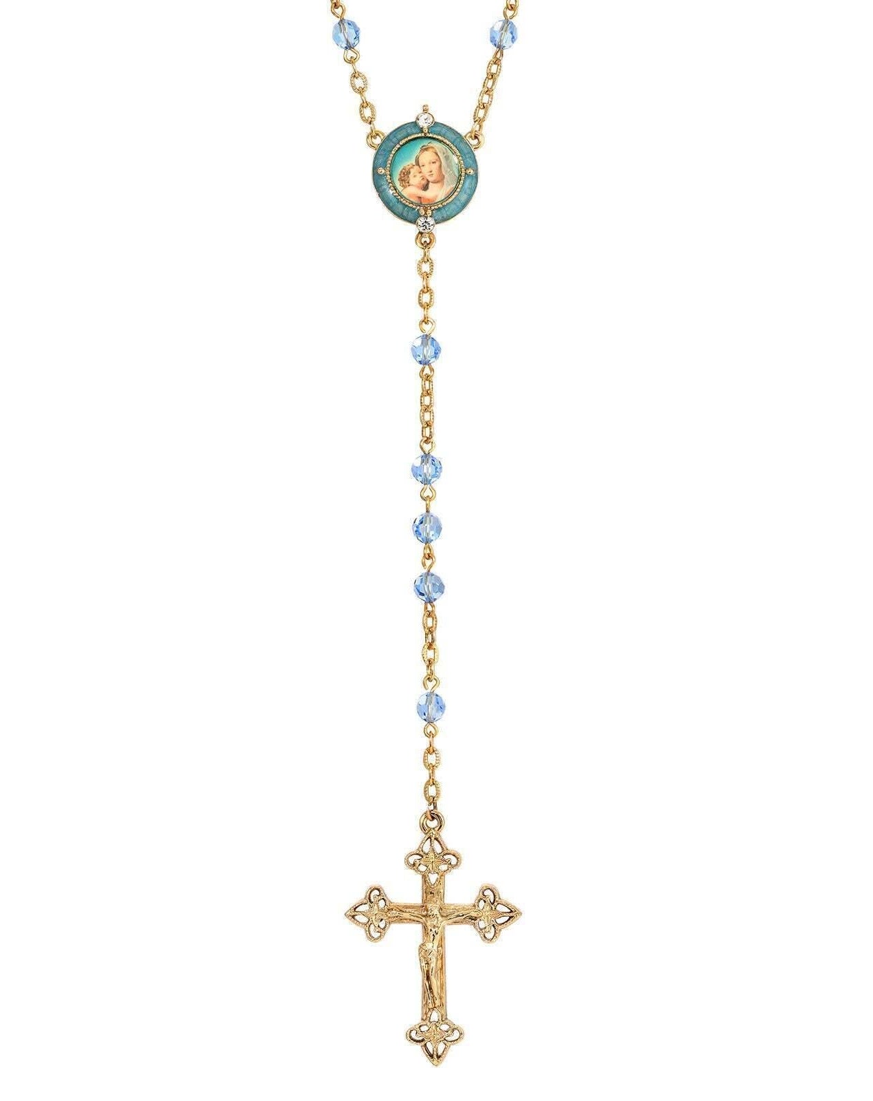 Symbols Of Faith Glass Beaded Hand Enamel Mary And Child Decal Rosary