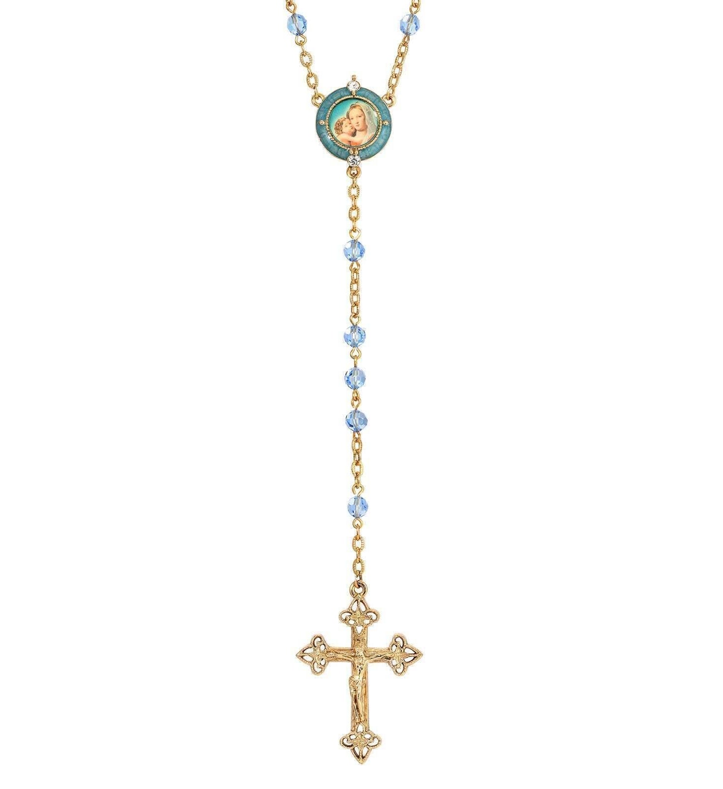 Symbols Of Faith Glass Beaded Hand Enamel Mary And Child Decal Rosary